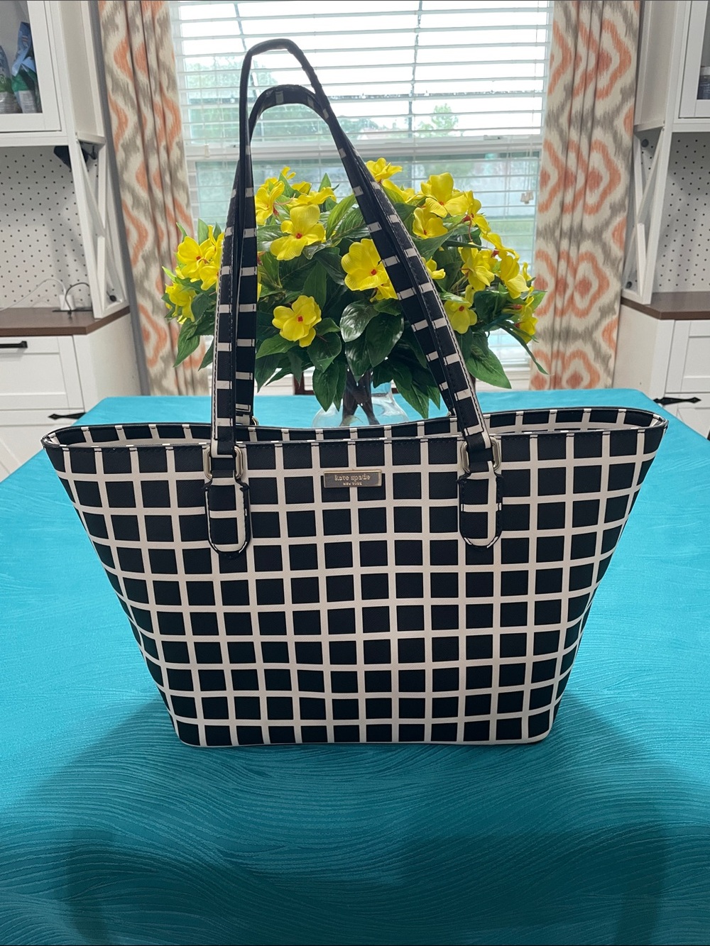kate spade Black and White Grid Tote